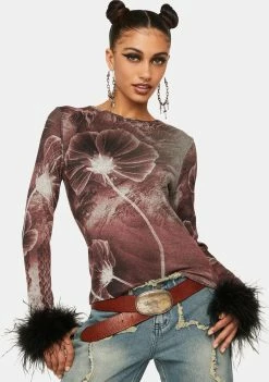 Jaded London Tops Ocelli Feather Cuff Knit Jumper