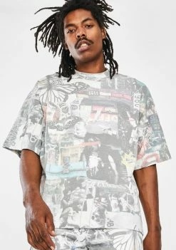 Jaded London Washed Collage Oversized Graphic Tee