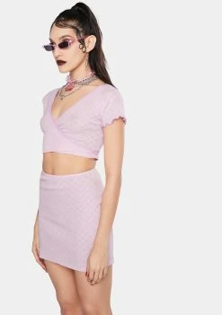 Jaded London Tops Pink Heart Cut Out Jersey Wrap Top