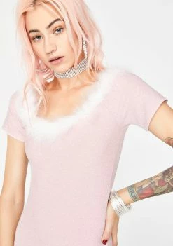 Jaded London Marabau Feather Trim Bandeau Mini Dress Dresses