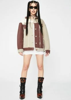 Jaded London Brown Patchwork Denim Jacket