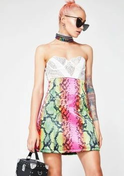 Jaded London Snake Print High Waist Skirt Bottoms