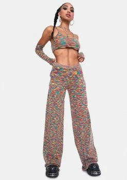 Jaded London Spacedye Knit Crop Top With Matching Sleeves Tops