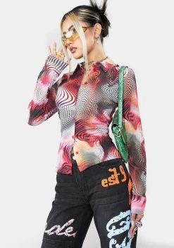 Jaded London Swirl Print Tissue Jersey Shirt Tops