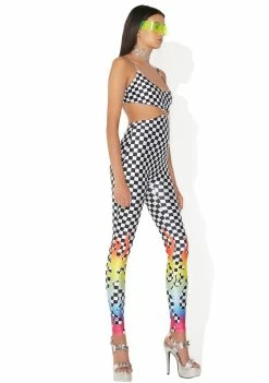 Jaded London Jumpsuits & Rompers Rainbow Flame Cut-Out Bodysuit