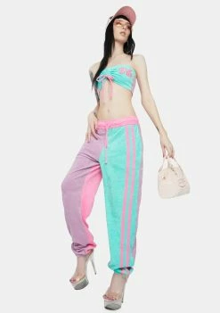 Jaded London Purple And Turquoise Towelling Sweatpants Bottoms