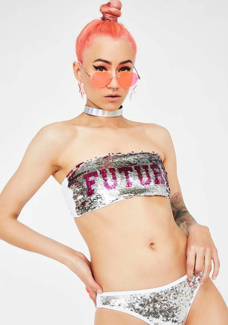 Cheap โ Jaded London Future Queen 2 Way Sequin ๐ Bikini Top Swim โค๏ธ 3 Jaded London Future Queen 2 Way Sequin Bikini Top Swim