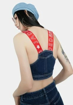 Jaded London Denim Dungaree Crop Top