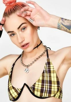 Jaded London Yellow Check Underwire Bikini Top