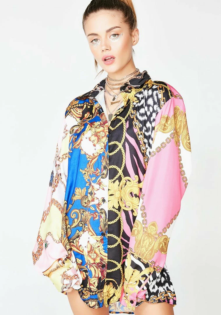 Buy 𧨠Jaded London Tops Mixed Scarf Print Oversized π Shirt β 3 Jaded London Tops Mixed Scarf Print Oversized Shirt