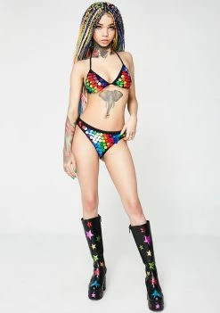 Jaded London Sequin Triangle Bikini Top Swim