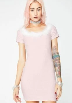 Jaded London Marabau Feather Trim Bandeau Mini Dress Dresses