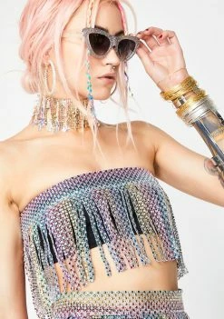 Hot Sale 🌟 Jaded London Rainbow Diamante Fringe Bandeau Top Tops 🌟 10 Jaded London Rainbow Diamante Fringe Bandeau Top Tops