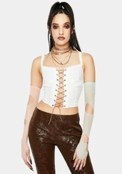 Jaded London Ivory Boho Cami Top With Lace Trim Tops