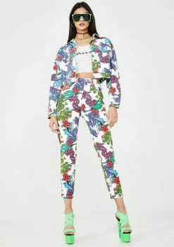 Buy ๐ Jaded London Bottoms White Dragon Print Mom ๐ Jeans ๐ 7 Jaded London Bottoms White Dragon Print Mom Jeans