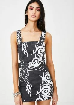 Jaded London Tribal Print Denim Mini Dress