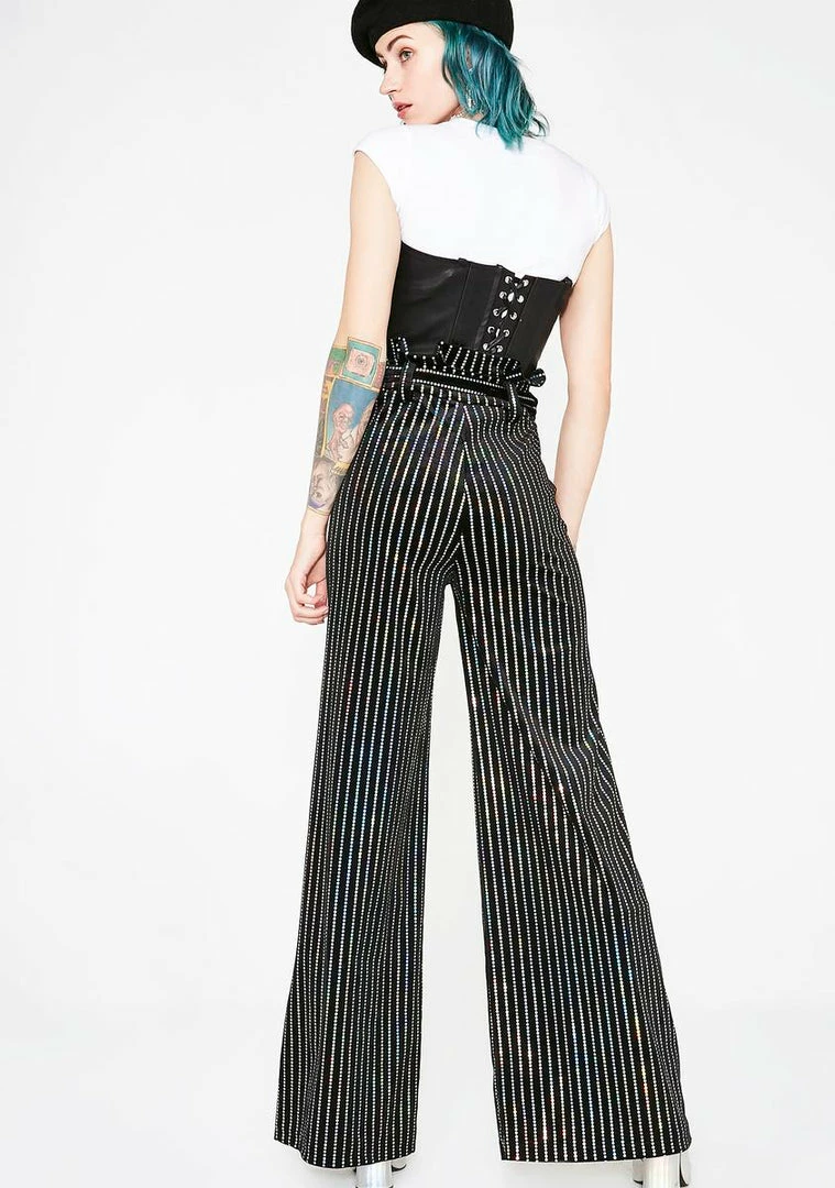 Cheapest 😀 Jaded London Sequin Stripe Velvet Wide Leg Trousers ❤️ 6 Jaded London Sequin Stripe Velvet Wide Leg Trousers