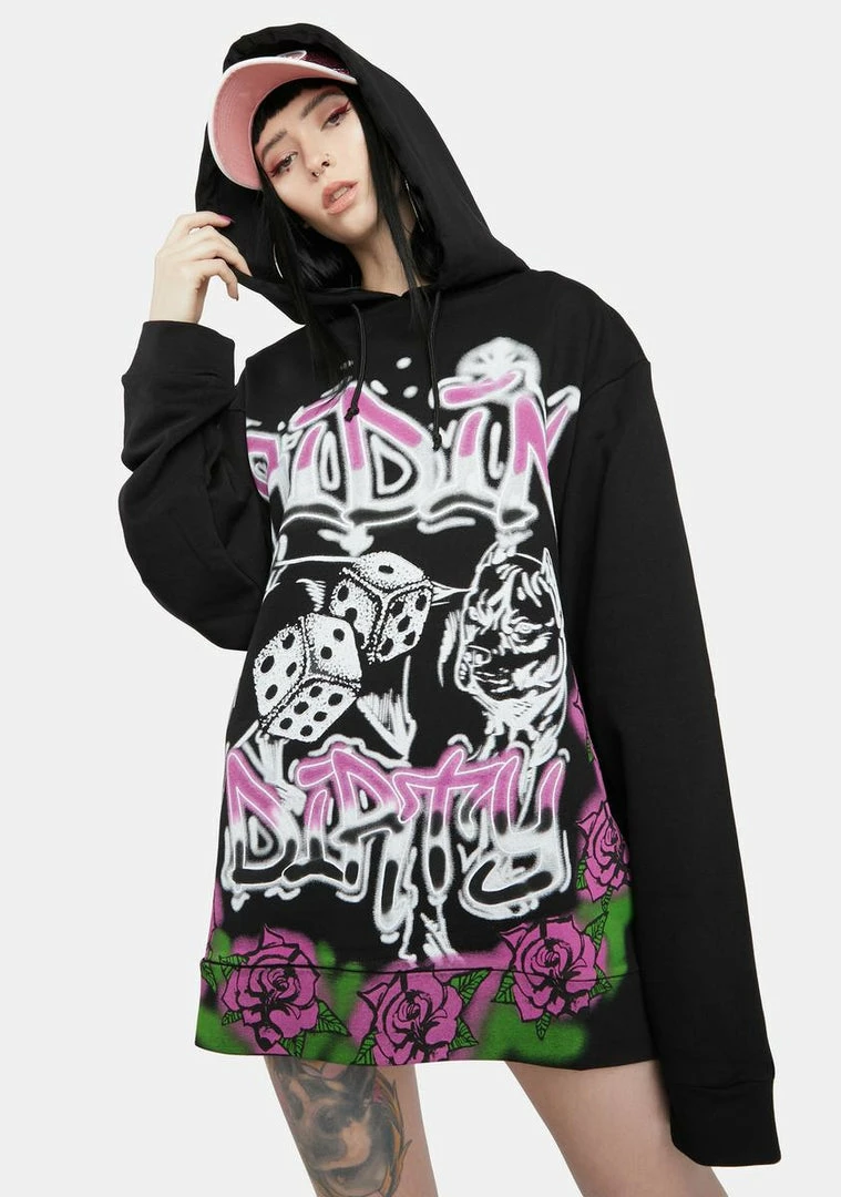 Cheapest π Jaded London Ridin' Dirty Graffiti Print Oversized Hoodie Tops π 3 Jaded London Ridin' Dirty Graffiti Print Oversized Hoodie Tops
