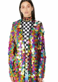 Jaded London Rainbow Sequin Maxi Kimono Outerwear