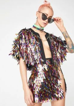 Jaded London Rainbow Sequin Spike Cape