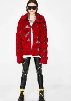 Jaded London Love Oversized Heart Fleece Jacket