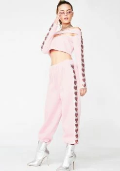 Jaded London Bottoms Heart Sequin Sweat Joggers