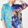 Jaded London Tops Half Flame Half Anime Printed Shirt
