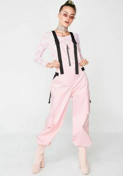 Jaded London Pink Cotton Twill Overalls Jumpsuits & Rompers