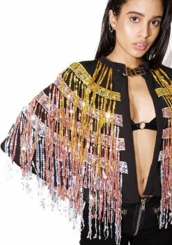 Flash Sale π Jaded London Outerwear Sequin Fringe Cape π 9 Jaded London Outerwear Sequin Fringe Cape