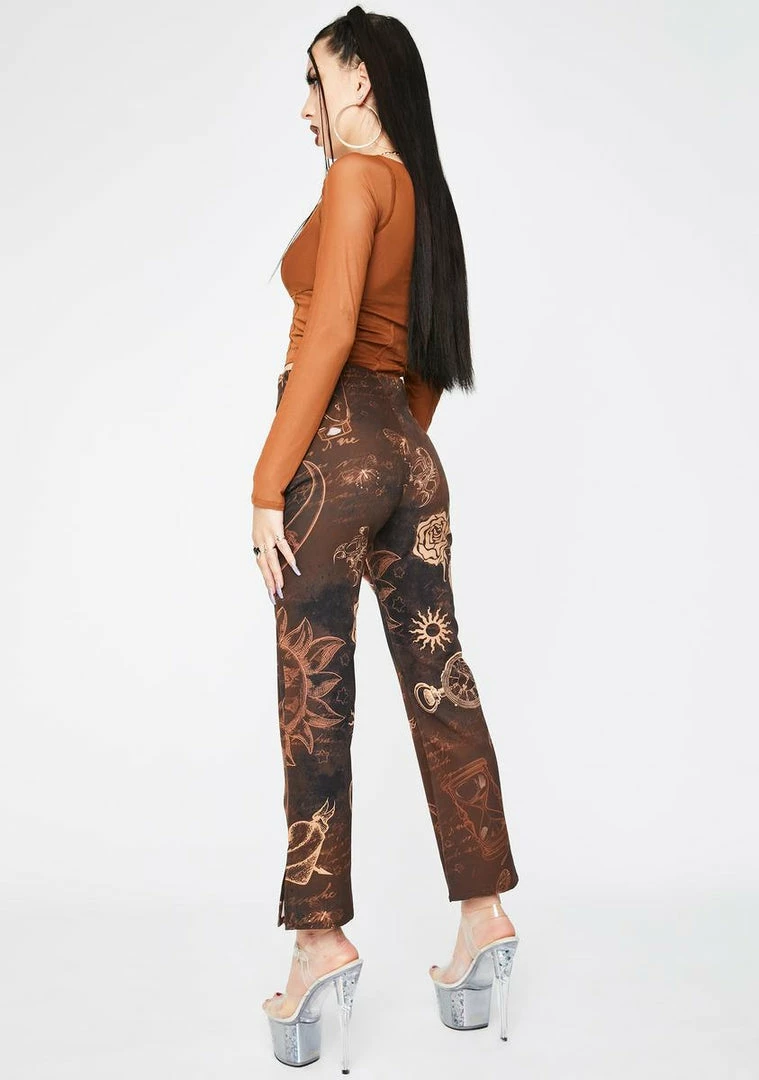 Outlet ⭐ Jaded London Bottoms Mystic Tattoo Kick Flare Trousers ✔️ 6 Jaded London Bottoms Mystic Tattoo Kick Flare Trousers