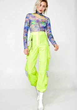 Jaded London Bottoms Neon Oversized Cargo Trousers With Reflective Detail