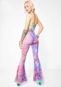 Jaded London Bottoms Snake Print Jersey Flares