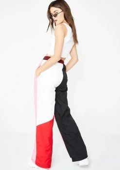 Jaded London Bottoms Paneled Crinkle Poly Joggers