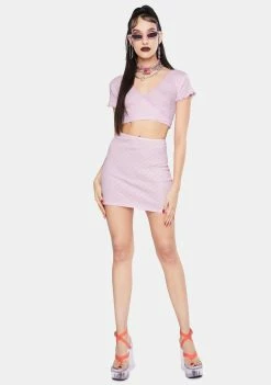 Jaded London Tops Pink Heart Cut Out Jersey Wrap Top