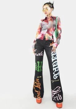 Jaded London Swirl Print Tissue Jersey Shirt Tops