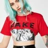 Jaded London Fake Crop Tee With Metallic PU Bralette