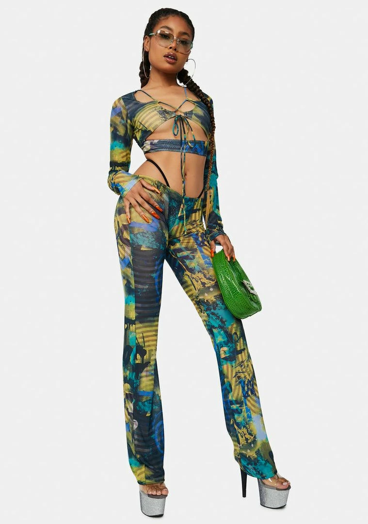 Hot Sale π€© Jaded London Abstract Burn Print Mesh Bootcut Trousers π 4 Jaded London Abstract Burn Print Mesh Bootcut Trousers