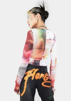 Top 10 π₯ Jaded London Mixed Y2K Print Mesh Long Sleeve Top π 9 Jaded London Mixed Y2K Print Mesh Long Sleeve Top
