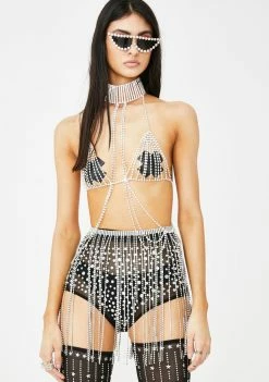 Jaded London Diamante Sheer Thigh Highs