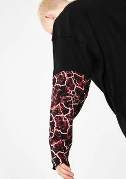 Jaded London Tops Lightning Skull Print Long Sleeve Tee