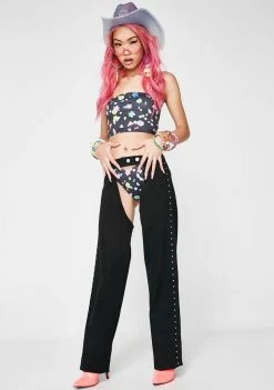 Jaded London Bottoms Black Denim Chaps