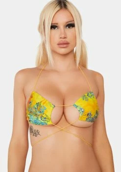 Jaded London Bikini Tops Macaw Print Tie Bikini Top