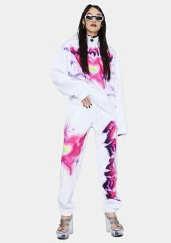 Jaded London Pink Heaven Print Oversized Hoodie Tops