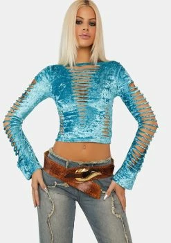 Jaded London Dress Blouses Montague Crushed Velvet Slash Top