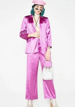 Jaded London Rhinestone Pinstripe Suit Jacket Outerwear