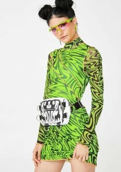 Jaded London Green Psychedelic Printed Mini Dress