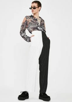 Jaded London Tattoo Print Chiffon Button Up Shirt