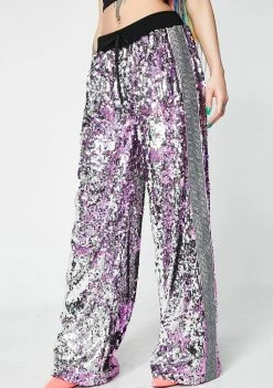 Jaded London Wide Leg Flip Sequin Joggers Bottoms