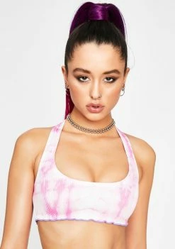 Jaded London Swim Pink Tie Dye Halterneck Bikini Top