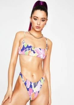 Jaded London Vintage Floral Shirred Bikini Bottoms Swim